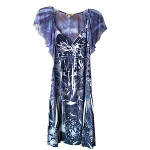 One World Live and Let Live Women's Grey/Black Dress‎ Size S Mesh Flare Sleeve